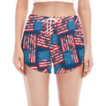 Grunge American Flag Pattern Print Women's Split Running Shorts