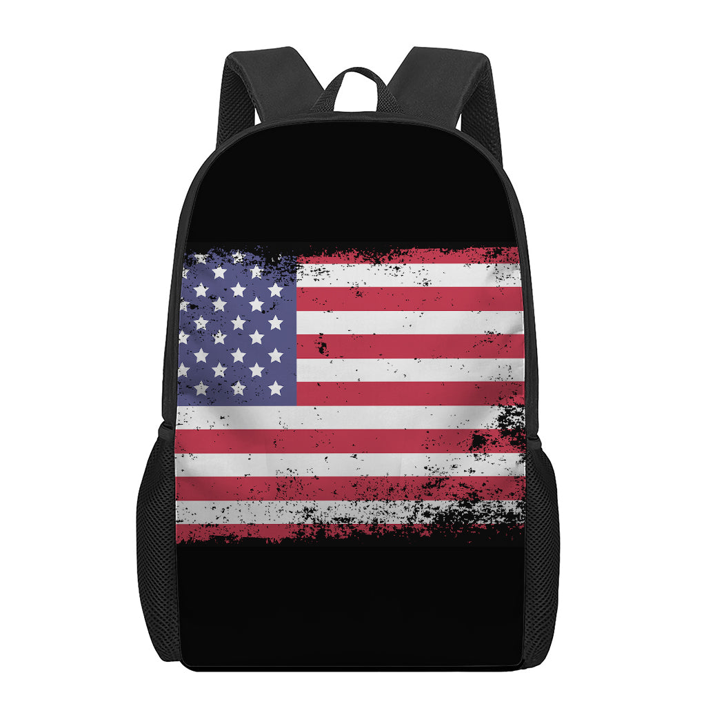 Grunge American Flag Print 17 Inch Backpack