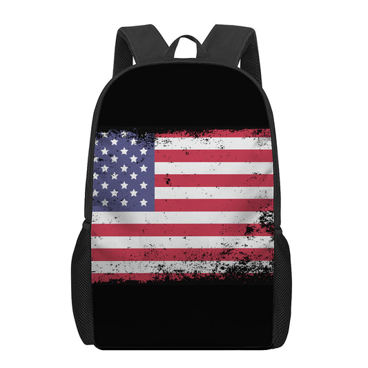Grunge American Flag Print 17 Inch Backpack