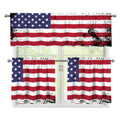 Grunge American Flag Print 3 Piece Kitchen Curtains