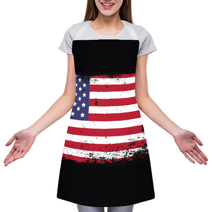 Grunge American Flag Print Adjustable Apron