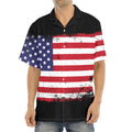 Grunge American Flag Print Aloha Shirt