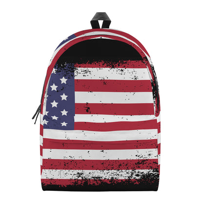 Grunge American Flag Print Backpack