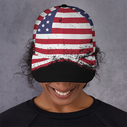 Grunge American Flag Print Baseball Cap