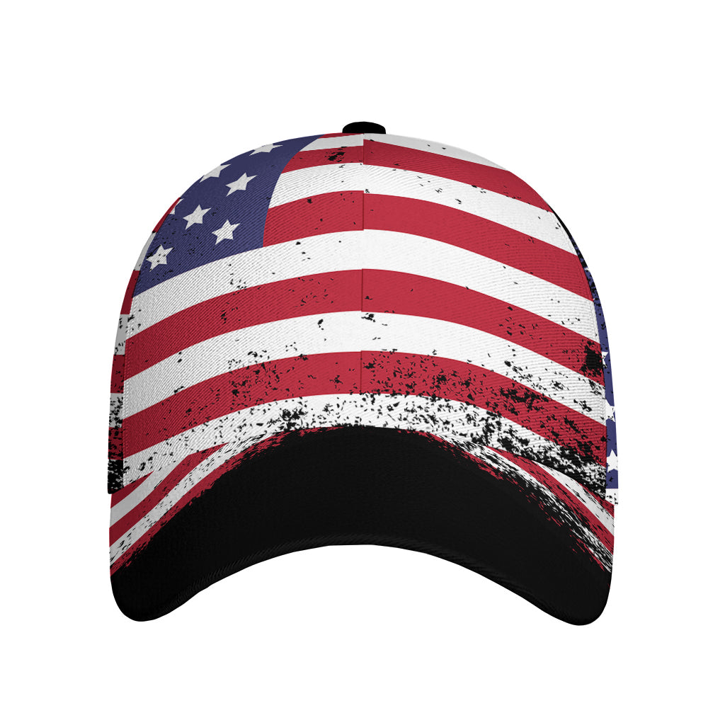 Grunge American Flag Print Baseball Cap