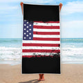 Grunge American Flag Print Beach Towel