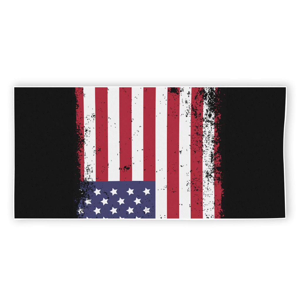 Grunge American Flag Print Beach Towel