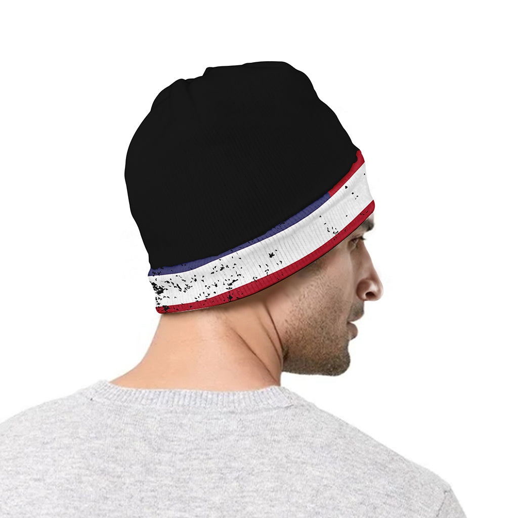 Grunge American Flag Print Beanie