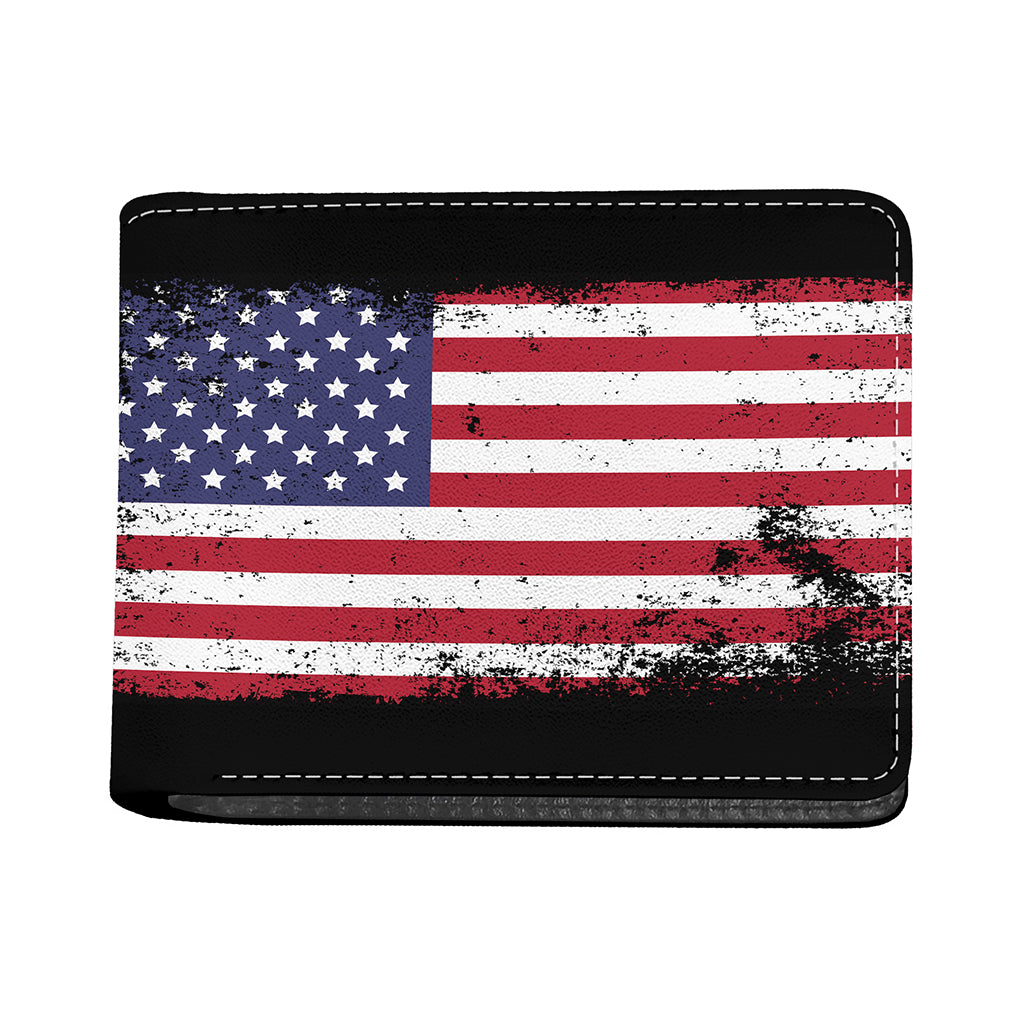 Grunge American Flag Print Bifold Wallet