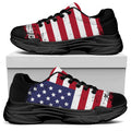 Grunge American Flag Print Black Chunky Shoes