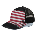 Grunge American Flag Print Black Mesh Trucker Cap