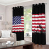 Grunge American Flag Print Blackout Grommet Curtains