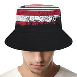 Grunge American Flag Print Bucket Hat