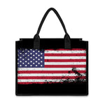 Grunge American Flag Print Canvas Tote Bag
