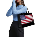 Grunge American Flag Print Canvas Tote Bag