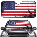 Grunge American Flag Print Car Windshield Sun Shade
