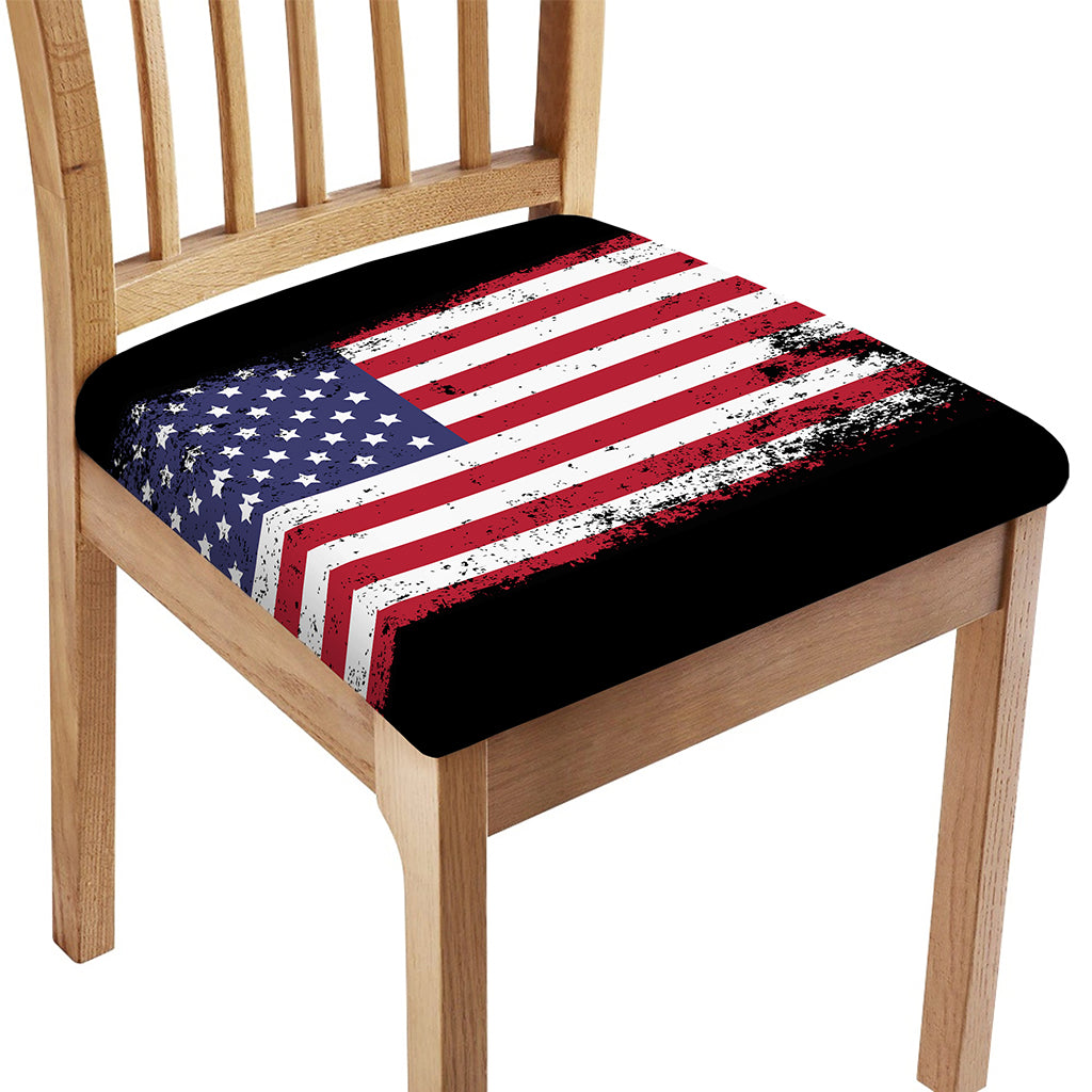 Grunge American Flag Print Chair Cushion Cover