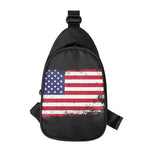 Grunge American Flag Print Chest Bag