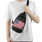 Grunge American Flag Print Chest Bag