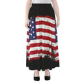 Grunge American Flag Print Chiffon Maxi Skirt