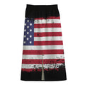 Grunge American Flag Print Cotton Front Slit Maxi Skirt