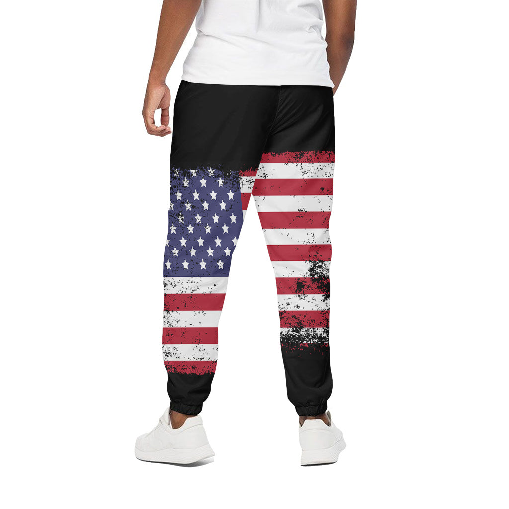Grunge American Flag Print Cotton Pants