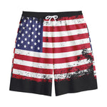 Grunge American Flag Print Cotton Shorts