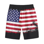 Grunge American Flag Print Cotton Shorts