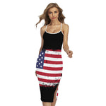 Grunge American Flag Print Cross Back Cami Dress