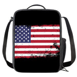 Grunge American Flag Print Crossbody Lunch Bag