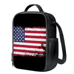Grunge American Flag Print Crossbody Lunch Bag