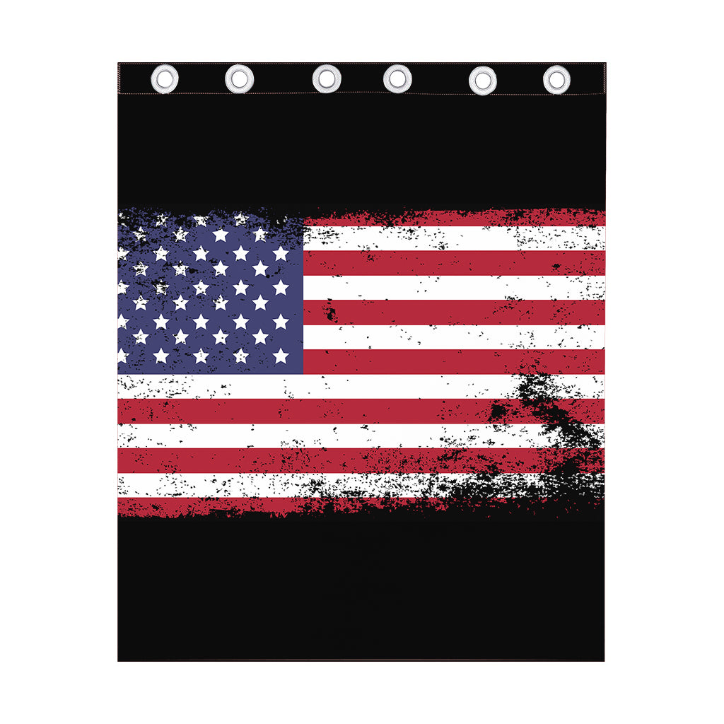 Grunge American Flag Print Curtain