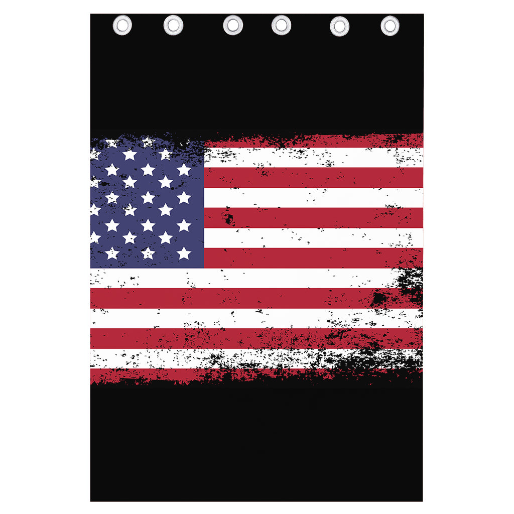 Grunge American Flag Print Curtain
