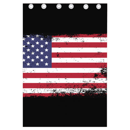 Grunge American Flag Print Curtain