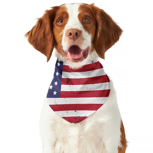 Grunge American Flag Print Dog Bandana