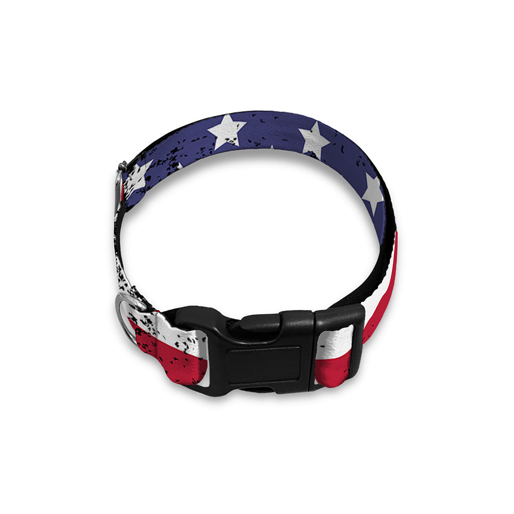 Grunge American Flag Print Dog Collar