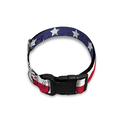 Grunge American Flag Print Dog Collar