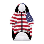 Grunge American Flag Print Dog Zip Up Hoodie