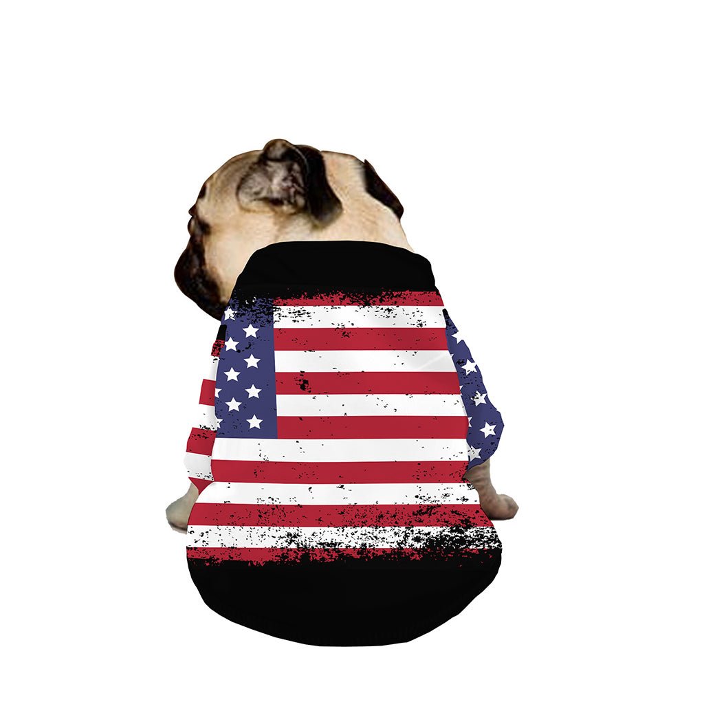 Grunge American Flag Print Dog Zip Up Jacket