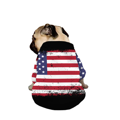 Grunge American Flag Print Dog Zip Up Jacket
