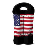 Grunge American Flag Print Double Neoprene Wine Tote