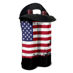 Grunge American Flag Print Double Neoprene Wine Tote