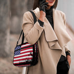 Grunge American Flag Print Double Strap Bible Bag
