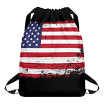 Grunge American Flag Print Drawstring Backpack