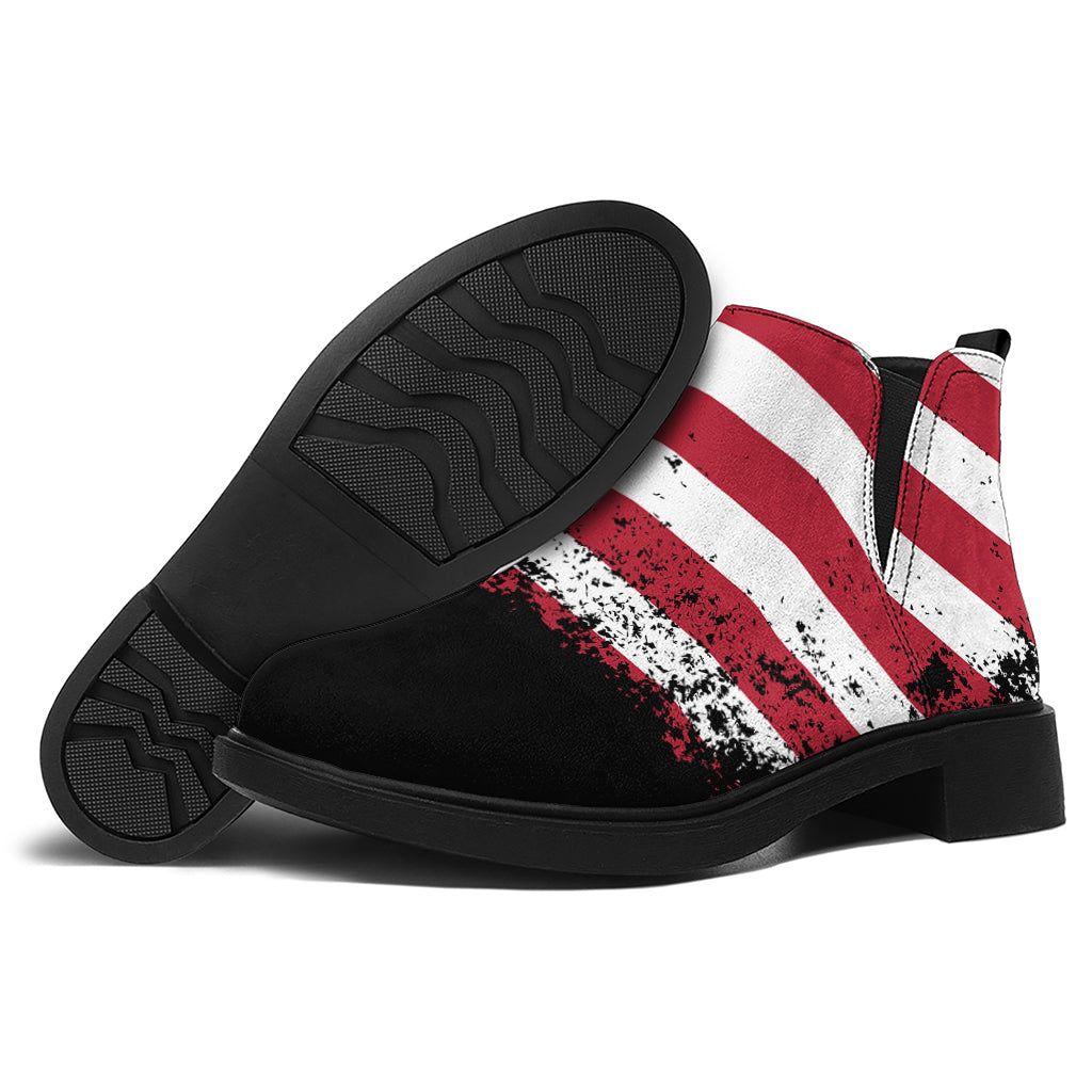 Grunge American Flag Print Flat Ankle Boots