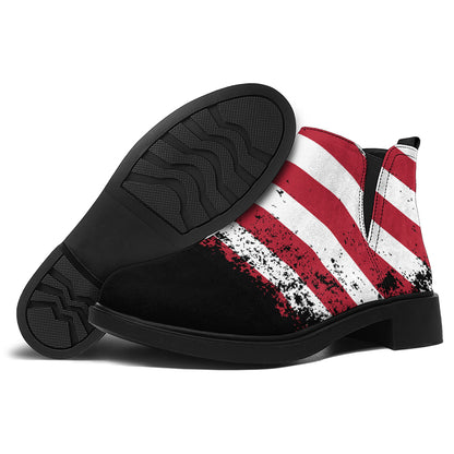 Grunge American Flag Print Flat Ankle Boots