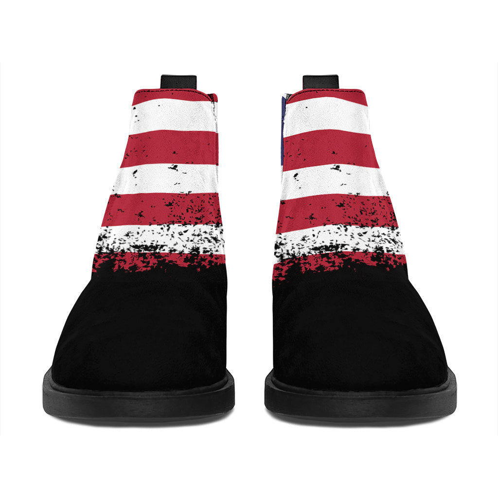 Grunge American Flag Print Flat Ankle Boots