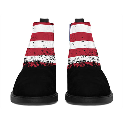 Grunge American Flag Print Flat Ankle Boots