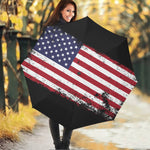 Grunge American Flag Print Foldable Umbrella