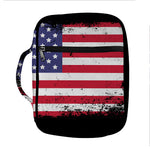 Grunge American Flag Print Front Pocket Bible Bag